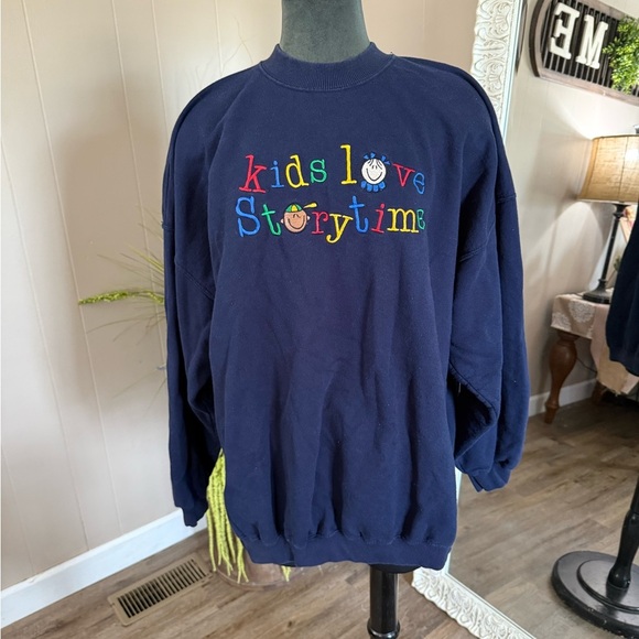 Kids Love Story Time Embroidered Sweatshirt - Picture 1 of 11